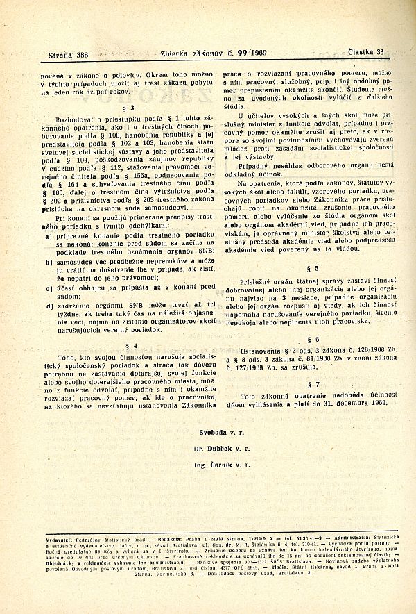 Obrázok Zbierka zákonov ČSSR vydaná 22.8.1969 strana 2